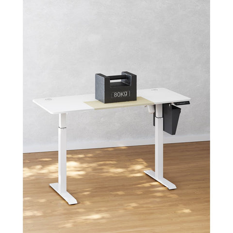 Rootz Höhenverstellbarer Schreibtisch – Manuell höhenverstellbarer Schreibtisch – Elektrischer Schreibtisch – Stehpult – Gaming-Schreibtisch – Weiß – 60 x 140 x (72–120) cm (T x B x H)