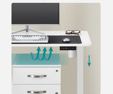 Rootz Schreibtisch – Elektrisch höhenverstellbarer Schreibtisch – Elektrischer Tisch – Doppelmotor – Spanplatte – Stahl – Weiß