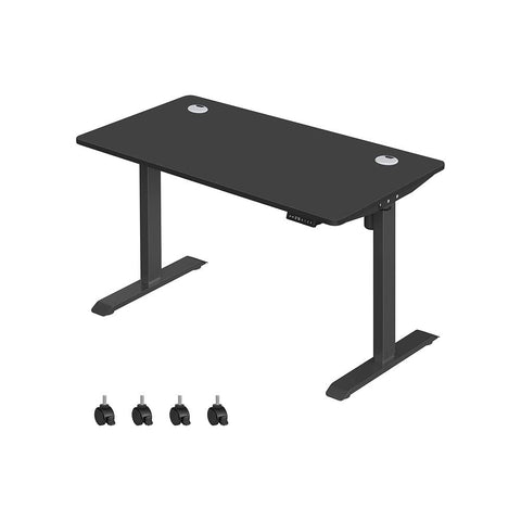 Rootz Schreibtisch – Elektrisch höhenverstellbarer Schreibtisch – Elektrischer Tisch – Doppelmotor – Spanplatte – Stahl – Schwarz – 70 x 140 x (73,5–119) cm (T x B x H)