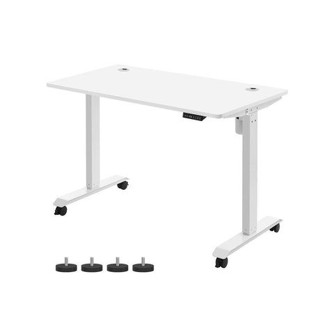 Rootz Schreibtisch – Elektrisch höhenverstellbarer Schreibtisch – Elektrischer Tisch – Doppelmotor – Spanplatte – Stahl – Weiß – 70 x 140 x (73,5–119) cm (T x B x H)