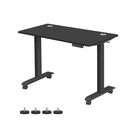 Rootz Schreibtisch - Elektrisch höhenverstellbarer Schreibtisch - Elektrischer Tisch - Spanplatte - Stahl - Schwarz - 60 x 120 x (71-117) cm (T x B x H)