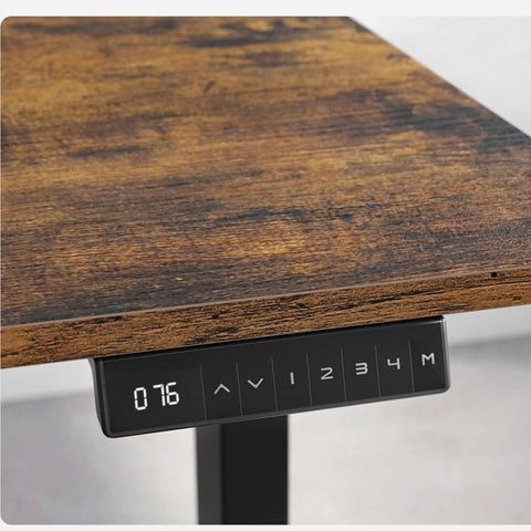 Rootz Schreibtisch - Elektrisch höhenverstellbarer Schreibtisch - Elektrischer Tisch - Spanplatte - Stahl - Vintage Braun Schwarz - 60 x 120 x (71-117) cm (T x B x H)