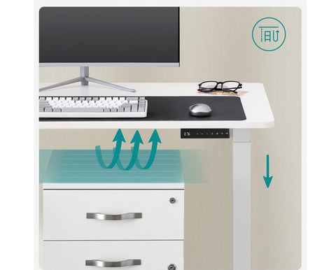 Rootz Desk - Electric Height-adjustable Desk - Electric Table - Dual Motor - Chipboard - Steel - White - 70 x 140 x (71-117) cm (D x W x H)