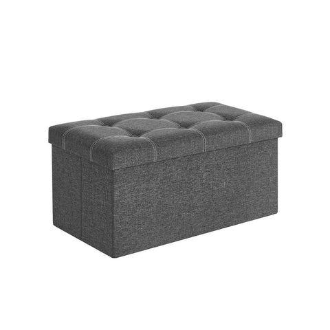 Rootz Bench With Storage Space - Storage Bench - Hidden Storage - Multi-functional Storage Seat - Entryway - Bedroom - Living Room - Imitation Linen - Foam - MDF - Dark Gray - 76 x 38 x 38 cm (L x W x H)