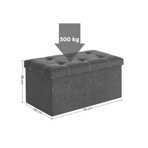 Rootz Bench With Storage Space - Storage Bench - Hidden Storage - Multi-functional Storage Seat - Entryway - Bedroom - Living Room - Imitation Linen - Foam - MDF - Dark Gray - 76 x 38 x 38 cm (L x W x H)