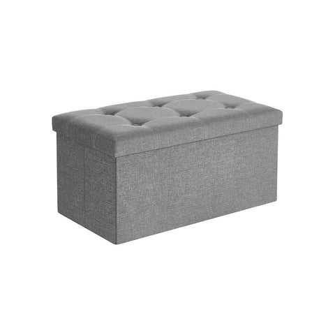 Rootz Bench With Storage Space - Storage Bench - Hidden Storage - Multi-functional Storage Seat - Entryway - Bedroom - Living Room - Imitation Linen - Foam - MDF - Light Gray - 76 x 38 x 38 cm (L x W x H)