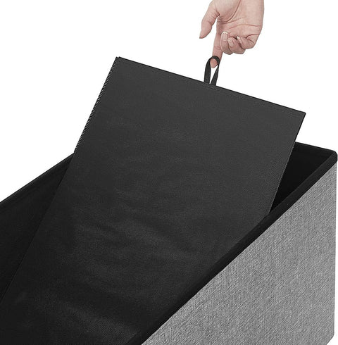 Rootz Bench With Storage Space - Storage Bench - Hidden Storage - Multi-functional Storage Seat - Entryway - Bedroom - Living Room - Imitation Linen - Foam - MDF - Light Gray - 76 x 38 x 38 cm (L x W x H)