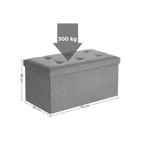 Rootz Bench With Storage Space - Storage Bench - Hidden Storage - Multi-functional Storage Seat - Entryway - Bedroom - Living Room - Imitation Linen - Foam - MDF - Light Gray - 76 x 38 x 38 cm (L x W x H)