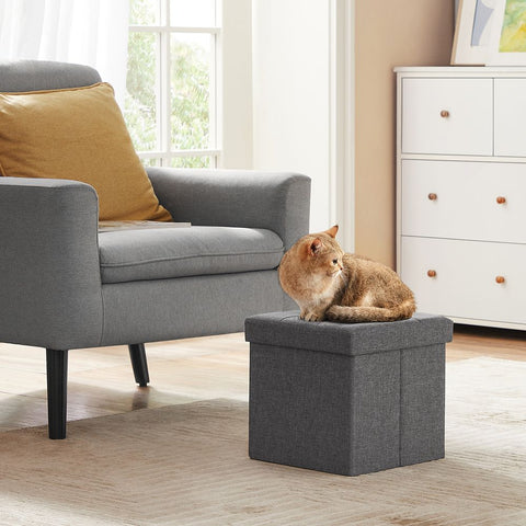 Rootz Kruk - Kruk Met Opbergruimte - Opbergpoef - Poef Met Opbergruimte - Verborgen Opbergkruk - Donkergrijs - 30 x 30 x 30 cm