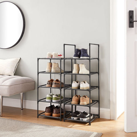 Rootz Shoe Rack With 10 Levels - Shoe rack with 10 tiers - 10-level shoe organizer - Vertical shoe storage unit - Space-saving shoe rack - Large capacity shoe shelf - Tall shoe stand with 10 levels - 33 X 33 X 173 Cm.
