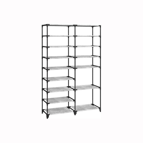 Rootz Shoe Rack With 9 Levels - Multi-level Shoe Organizer - Tall Shoe Rack - Floor-standing - Adjustable Shoe Shelf - Anti-tip Device - Non-woven Fabric - Steel Tubes - Gray - 89 x 28 x 143 cm (L x W x H)