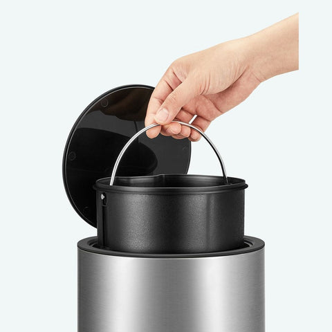 Rootz Cosmetic Bin - Opbergbakken - 3 liter Cosmetic Bin - Binnenemmer Met Handvat - Bin- Kleine Cosmetic Bin - Mini Prullenbak - Zilver-Zwart - 23,8 x 18,8 x 25,7