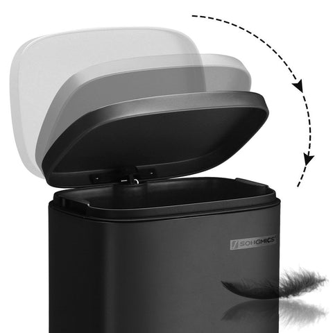 Rootz Trash Can - Trash Bin - With Soft Close Function - Kitchen Trash Bin - Waste Bin - Stylish Kitchen Rubbish Bin - Easy-to-clean Kitchen Rubbish - Steel - Plastic - Black - 35 x 23.8 x 63 cm (L x W x H)