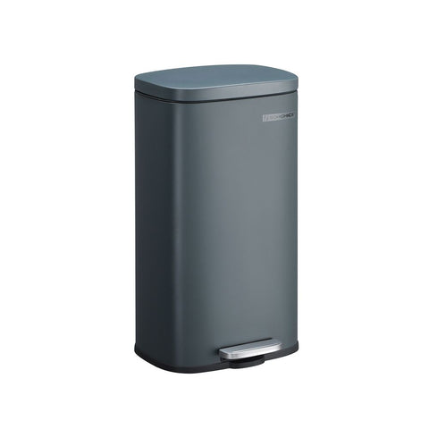 Rootz Trash Can - Trash Bin - With Soft Close Function - Kitchen Trash Bin - Waste Bin - Stylish Kitchen Rubbish Bin - Easy-to-clean Kitchen Rubbish - Steel - Plastic - Smoke Gray - 35 x 25.5 x 63.5 cm (L x W x H)