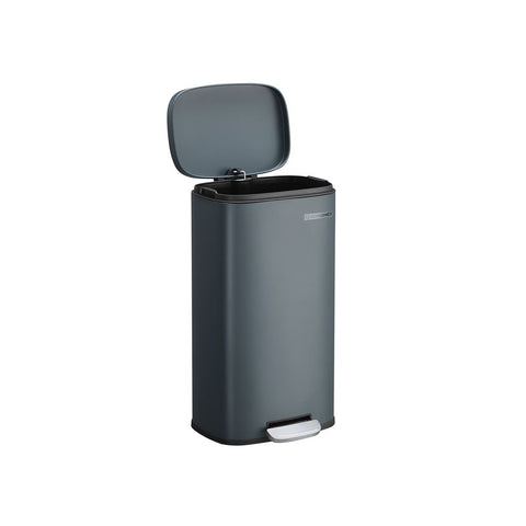 Rootz Trash Can - Trash Bin - With Soft Close Function - Kitchen Trash Bin - Waste Bin - Stylish Kitchen Rubbish Bin - Easy-to-clean Kitchen Rubbish - Steel - Plastic - Smoke Gray - 35 x 25.5 x 63.5 cm (L x W x H)