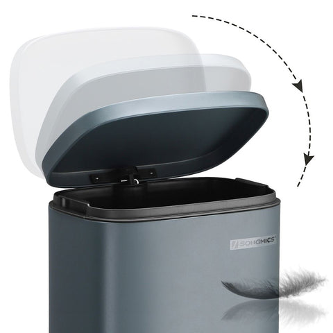 Rootz Trash Can - Trash Bin - With Soft Close Function - Kitchen Trash Bin - Waste Bin - Stylish Kitchen Rubbish Bin - Easy-to-clean Kitchen Rubbish - Steel - Plastic - Smoke Gray - 35 x 25.5 x 63.5 cm (L x W x H)