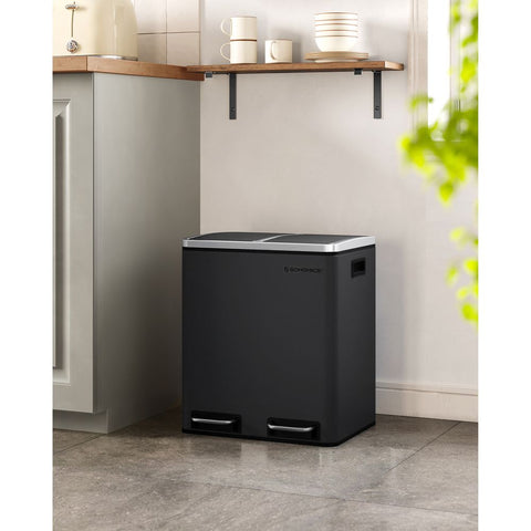 Rootz Prullenbak - Prullenbak - Prullenbak 30 L - Prullenbak - Prullenbak Keuken - Prullenbak Badkamer - Prullenbak Kantoor - Zwart - 41 x 36 x (47-73,5) cm