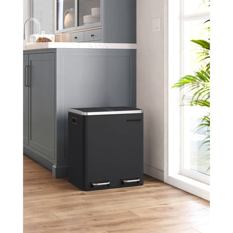 Rootz Prullenbak - Prullenbak - Prullenbak 30 L - Prullenbak - Prullenbak Keuken - Prullenbak Badkamer - Prullenbak Kantoor - Zwart - 41 x 36 x (47-73,5) cm