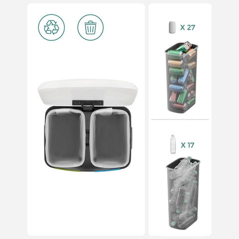 Rootz Mülleimer – Mülleimer – Abfalleimer – Mülleimer – Recycling-Behälter – Outdoor-Mülleimer – Innen-Mülleimer – Küchen-Mülleimer – Büro-Mülleimer – Weiß – 44,5 x 36 x 60 cm (L x B x H)