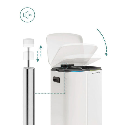 Rootz Mülleimer – Mülleimer – Abfalleimer – Mülleimer – Recycling-Behälter – Outdoor-Mülleimer – Innen-Mülleimer – Küchen-Mülleimer – Büro-Mülleimer – Weiß – 44,5 x 36 x 60 cm (L x B x H)