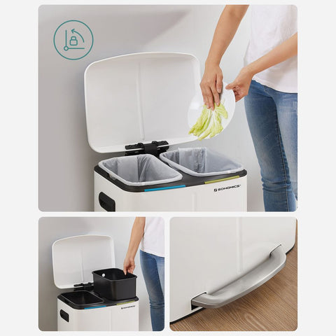 Rootz Mülleimer – Mülleimer – Abfalleimer – Mülleimer – Recycling-Behälter – Outdoor-Mülleimer – Innen-Mülleimer – Küchen-Mülleimer – Büro-Mülleimer – Weiß – 44,5 x 36 x 60 cm (L x B x H)