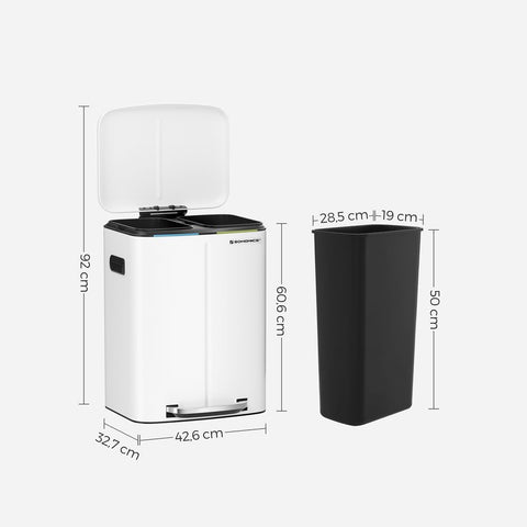 Rootz Mülleimer – Mülleimer – Abfalleimer – Mülleimer – Recycling-Behälter – Outdoor-Mülleimer – Innen-Mülleimer – Küchen-Mülleimer – Büro-Mülleimer – Weiß – 44,5 x 36 x 60 cm (L x B x H)