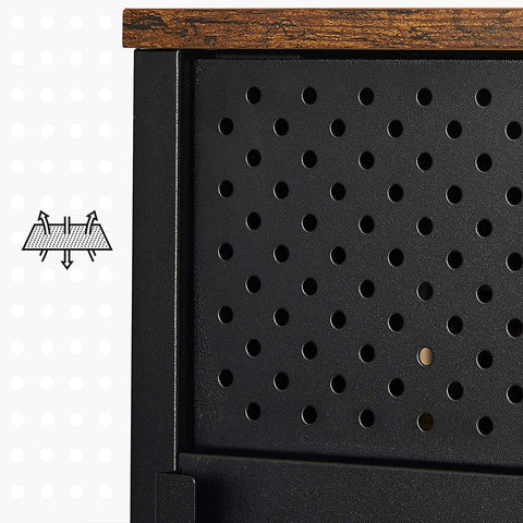 Rootz tv-meubel - tv-meubel met verstelbare planken - tv-meubel - tv-meubel voor aan de muur - rustiek tv-meubel - houten tv-meubel - spaanplaat - staal - bruin-mat zwart - 120 x 40 x 55 cm (L x B x H)