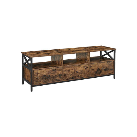 Rootz TV Cabinet - Industrial Style TV Cabinet - With 3 Drawers - TV Stand - TV Console - Wooden TV Cabinet - Industrial TV Cabinet - Chipboard - Steel - Brown-black - 147 x 40 x 50 cm (L x W x H)
