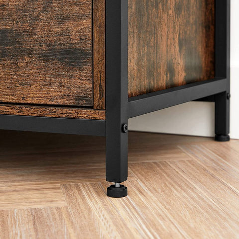 Rootz TV Cabinet - Industrial Style TV Cabinet - With 3 Drawers - TV Stand - TV Console - Wooden TV Cabinet - Industrial TV Cabinet - Chipboard - Steel - Brown-black - 147 x 40 x 50 cm (L x W x H)