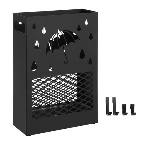 Rootz Umbrella Stand - Metal Umbrella Stand - Umbrella Holder - Umbrella Storage - Steel - Black - 28 x 12 x 41 cm