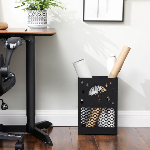 Rootz Umbrella Stand - Metal Umbrella Stand - Umbrella Holder - Umbrella Storage - Steel - Black - 28 x 12 x 41 cm
