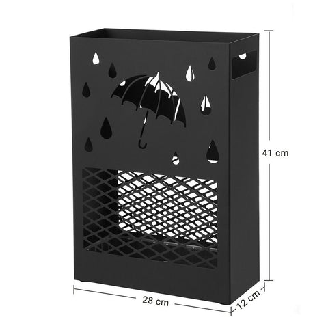 Rootz Umbrella Stand - Metal Umbrella Stand - Umbrella Holder - Umbrella Storage - Steel - Black - 28 x 12 x 41 cm