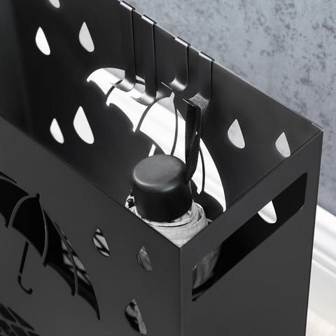 Rootz Umbrella Stand - Metal Umbrella Stand - Umbrella Holder - Umbrella Storage - Steel - Black - 28 x 12 x 41 cm
