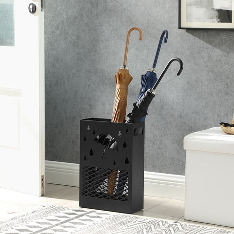 Rootz Umbrella Stand - Metal Umbrella Stand - Umbrella Holder - Umbrella Storage - Steel - Black - 28 x 12 x 41 cm
