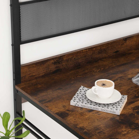 Rootz Schreibtisch – Schreibtisch mit Regalebene – Bürotisch – Computertisch – Schreibtisch – Chefschreibtisch – Holzschreibtisch – Spanplatte – Stahl – Braun-Schwarz – 120 x 60 x 125,5 cm (L x B x H)