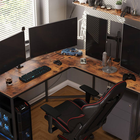 Rootz Computer Desk - L-shaped Computer Desk - Office Desk - Computer Desk - Writing Desk - Workstation - Study Desk - Executive Desk - L-shaped Desk - Gaming Desk - Brown-black - 149 x 149 x 75 cm (L x W x H)