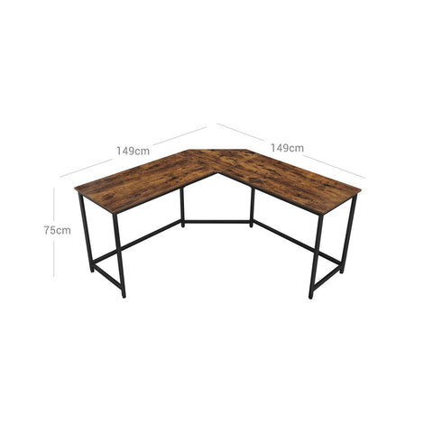 Rootz Computer Desk - L-shaped Computer Desk - Office Desk - Computer Desk - Writing Desk - Workstation - Study Desk - Executive Desk - L-shaped Desk - Gaming Desk - Brown-black - 149 x 149 x 75 cm (L x W x H)