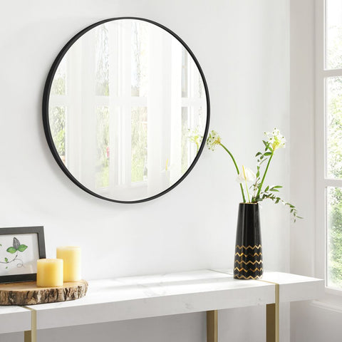 Rootz Wall Mirror - Round Wall Mirror - Decorative Mirrors - Bathroom Mirrors - Full-length Mirrors - Frameless Mirrors - Vanity Mirrors - Aluminum Alloy - MDF Backboard - Silver Coated Glass - Gold