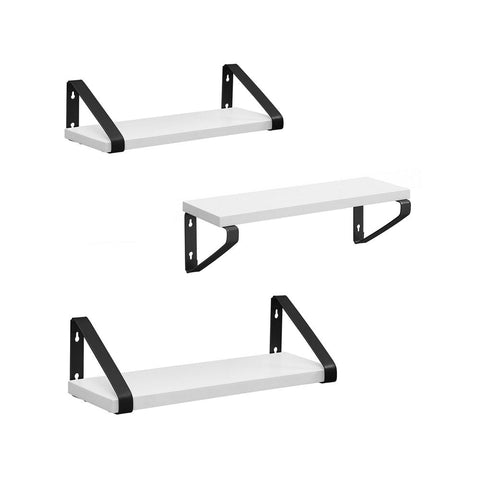 Rootz Wall Shelf - Floating Shelf - Set Of 3 Wall Shelf - Wall Shelf Unit - Decorative Wall Shelf - Wall Display Shelf - Maximum Load 5 Kg - Chipboard/Steel - White-Black