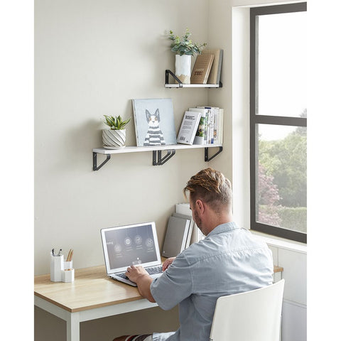 Rootz Wall Shelf - Floating Shelf - Set Of 3 Wall Shelf - Wall Shelf Unit - Decorative Wall Shelf - Wall Display Shelf - Maximum Load 5 Kg - Chipboard/Steel - White-Black