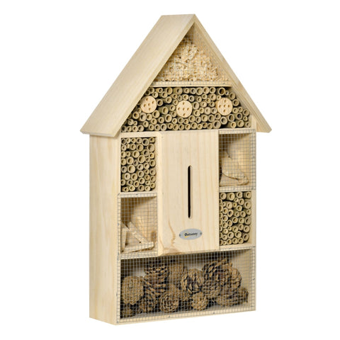Rootz Insect Hotel - Insectenhuis - Insecten Veilig Onderkomen En Nest - 5 Verdiepingen - Natuurlijk Hout - 32 cm x 12,5 cm x 57 cm