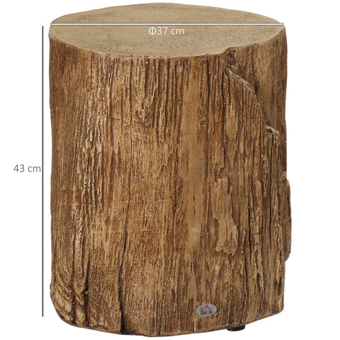 Rootz Side Table - Bedside Table - Log Design Side Table - Tree Stump Look Leveling Feet - Inorganic Ore Powder - Natural Wood - 37 cm x 37 cm x 43 cm