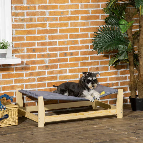 Rootz Pet Bed - Pet Sofa - Hondensofa - Hondenbed - Met Kussen - Kattenbed - Kattensofa - Naturel/Lichtgrijs - 90 x 50 x 28 cm