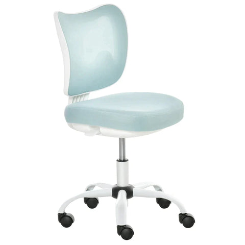 Rootz Office Chair - Swivel Chair Without Armrests - Height Adjustable Foam - ABS Metal - White/Light Blue - 46 x 51 x 78-87.5 cm
