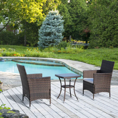 Rootz Garden Furniture - Side Table - Rattan Garden Set - Coffee Table - Poly Rattan - Brown - 60 x 58.5 x 89.5 cm