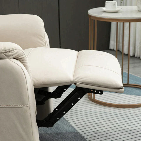 Rootz Relax Chair – Elektrischer Liegestuhl – Mit Fernbedienung – Verstellbare Rückenlehne 155° – Ausziehbare Fußstütze – Cremeweiß – 95 B x 90 T x 105 H cm