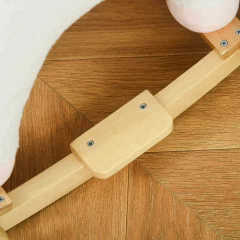 Rootz Rocking Horse - 2-IN-1 Rocking Horse - Wheels Plush - Rocking Animal - Baby Swing Toy - White - 63 x 38 x 63 cm