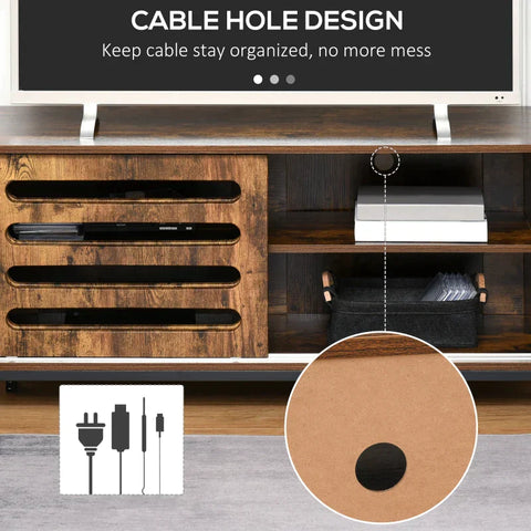 Rootz TV Cabinet - TV Table - TV Lowboard - Chest Of Drawers For TVs Smaller Than 50" With 2 Doors - Shelf - Industrial Design - Living Room - Bedroom - Metal - Rustic Brown - 120 x 42 x 52 cm