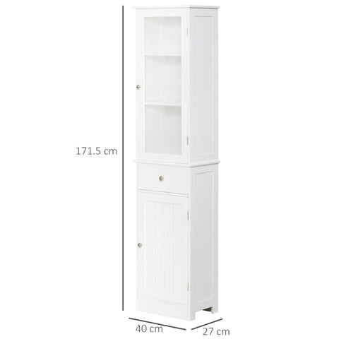 Rootz Bathroom Cabinet - Cabinet - Display Cabinet - Kitchen Cabinet - White - 40 x 27 x 171.5 cm