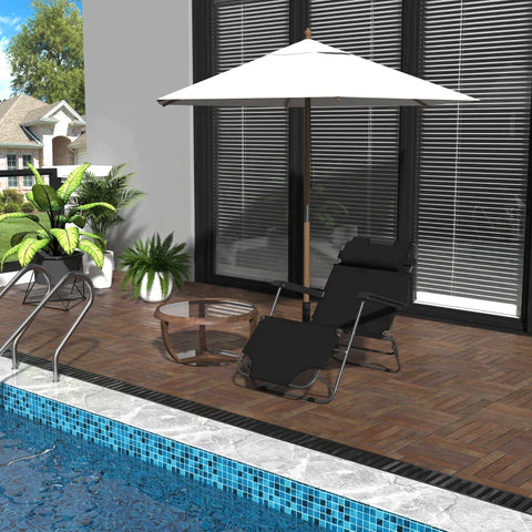 Rootz Sonnenliege mit Kissen – faltbare Strandliege – 2-stöckige Gartenliege – 2-in-1-Entspannungsliege – Metall + Oxford-Stoff – Schwarz – 118 x 60 x 80 cm